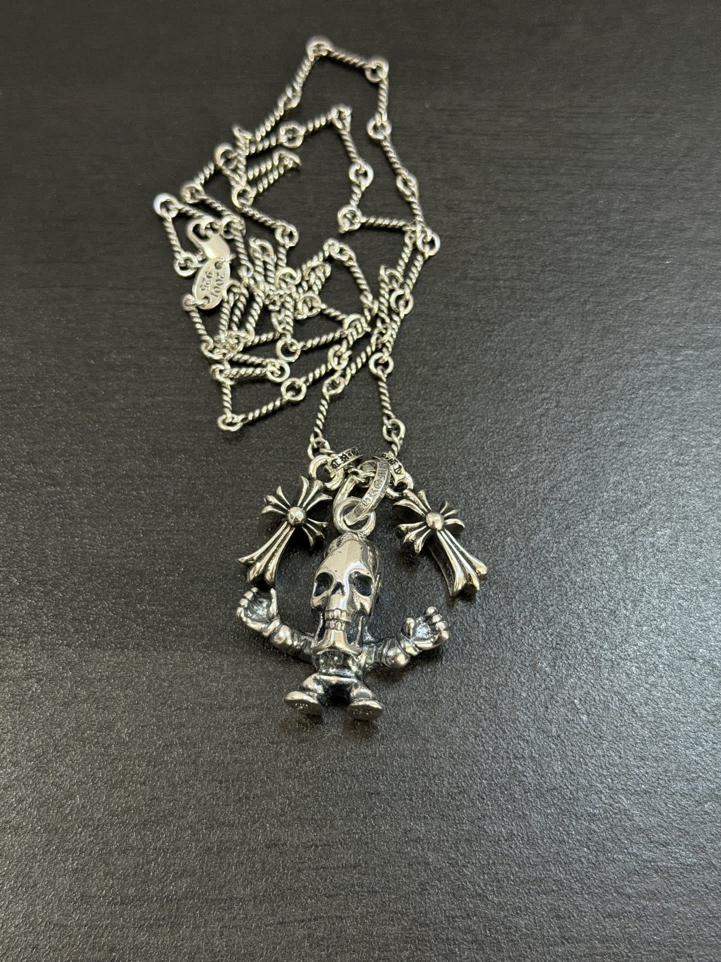 Chrome Hearts Silver Skull Pendant Necklace